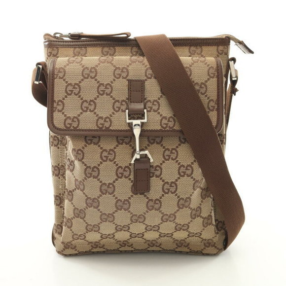 Gucci Bag Shoulder Beige Brown GG Canvas Leather - Picture 1 of 7